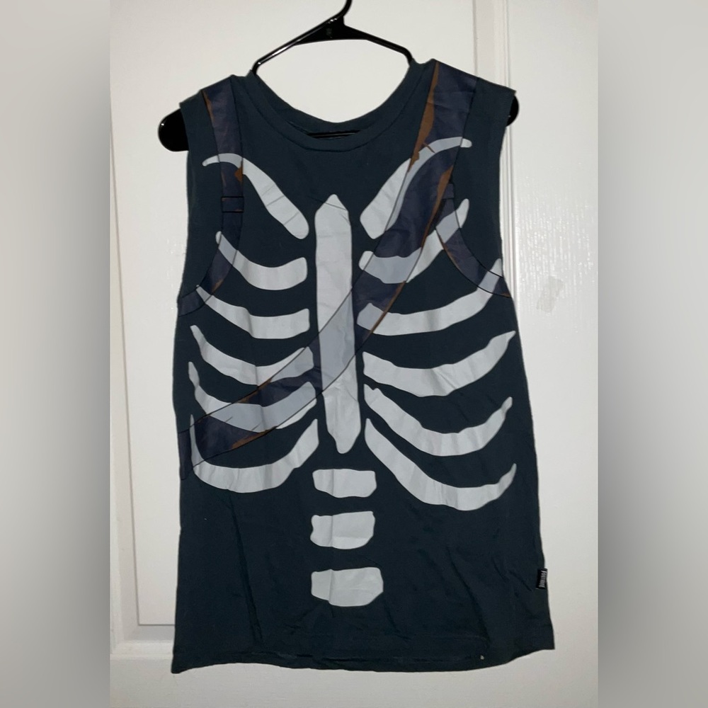 Adult Spirit Halloween Fortnite Skull Trooper Costume Muscle Shirt|